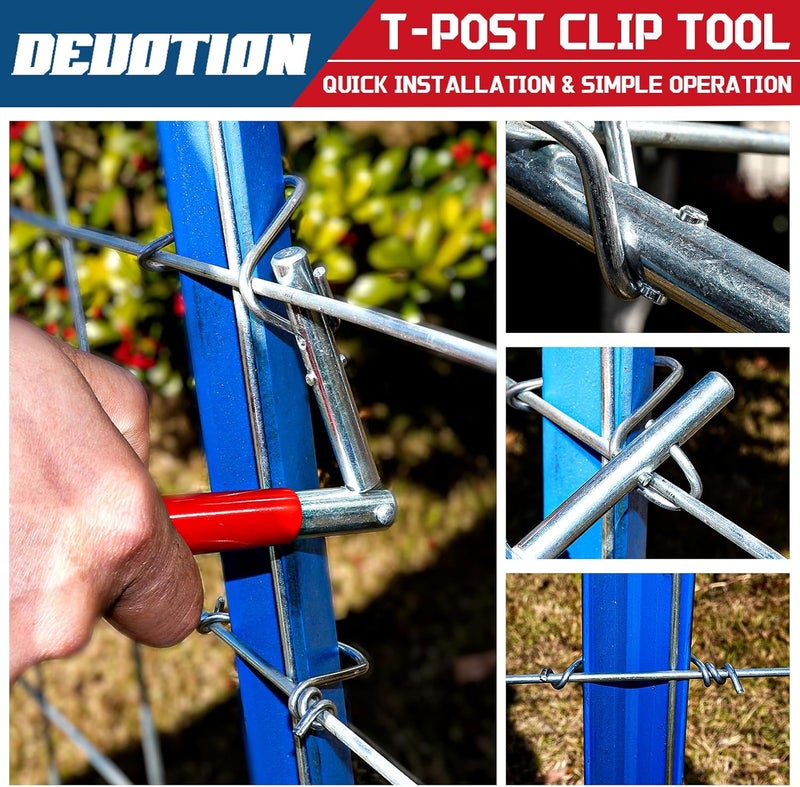 DEUOTION T-post Clips Tool, Fixing Fence Clip and Wire Steel Bender T-post Handheld Twisting Tool, Multi Functional Bender - Image 4